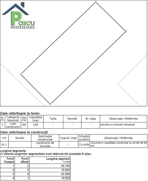 Brancoveanu, str. Marinescu Nicolae, Teren 250 mp, deschidere 10 ml